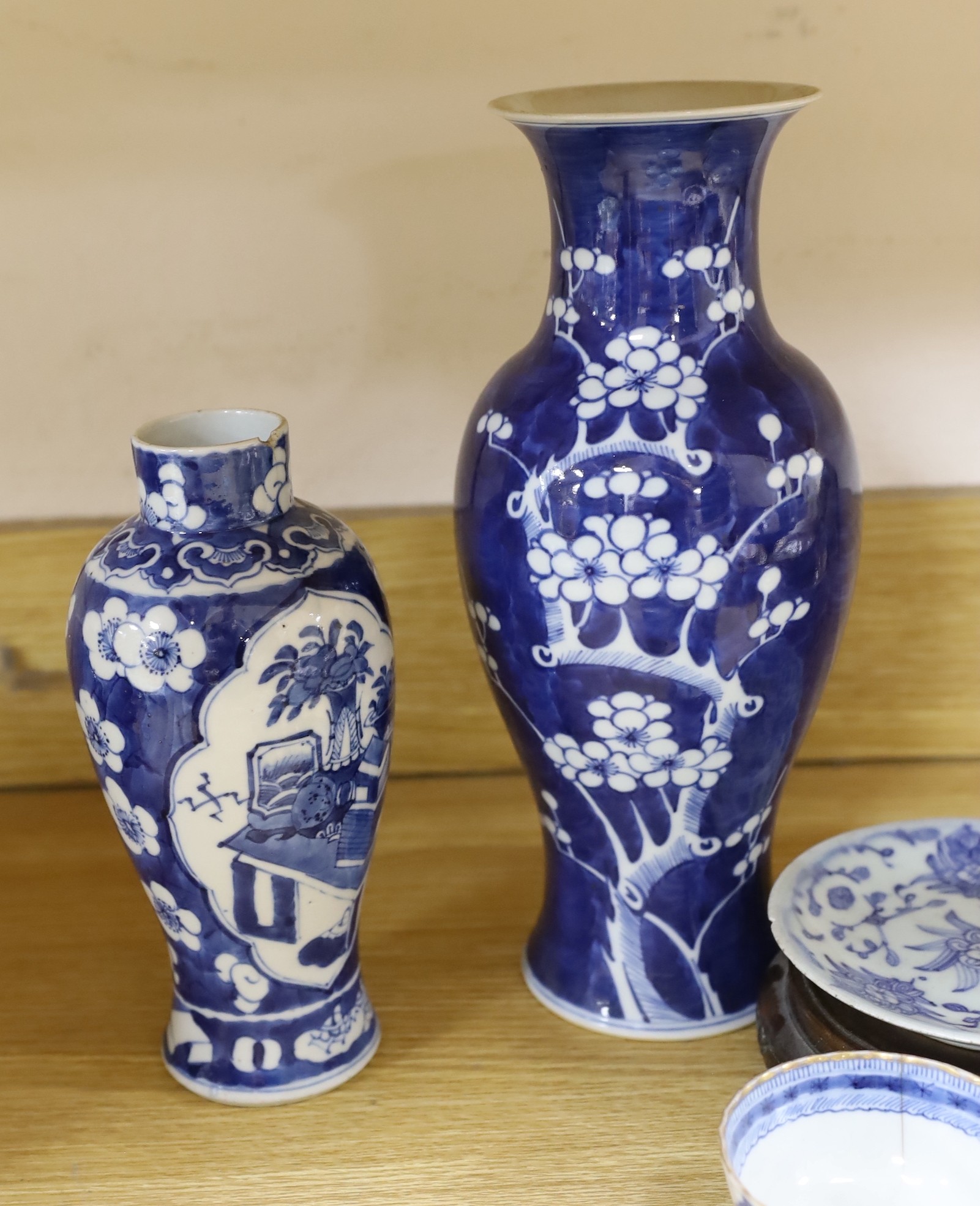 A group of 19th century and later Chinese blue and white porcelain, tallest 31cm